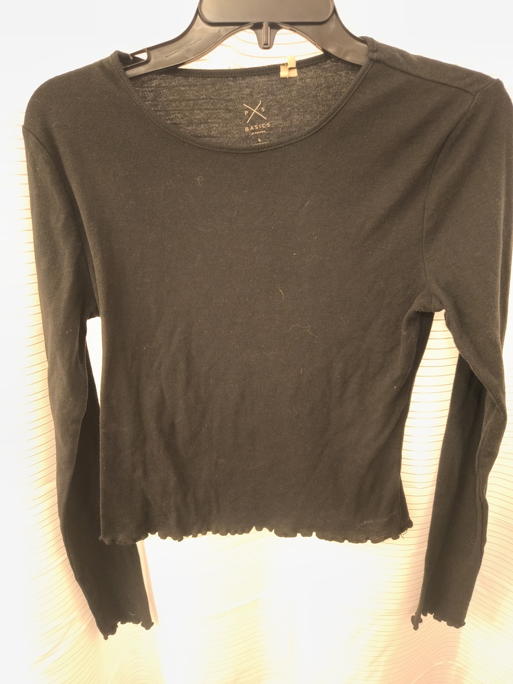 Asics Black Long-Sleeve Crewneck Top with Lettuce Hem